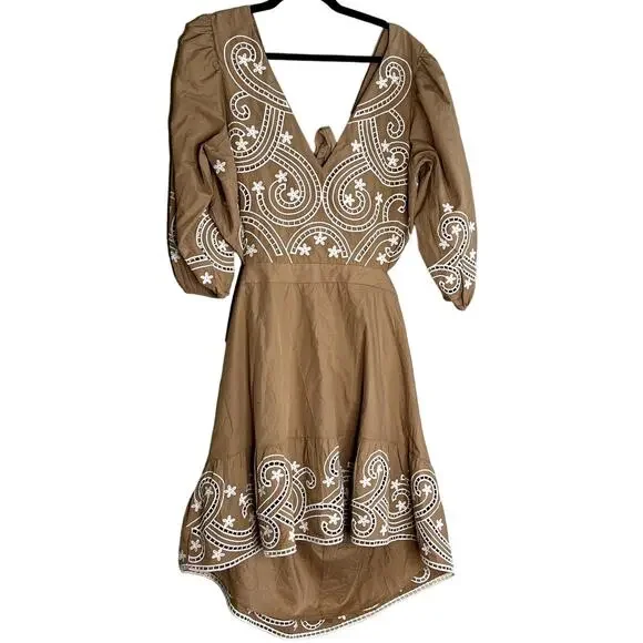 Express Mini Dress Women XL Poplin Embroidered Eyelet Cottagecore Boho Coquette Express Mini Dress Women XL Poplin Embroidered Eyelet Cottagecore Boho Coquette